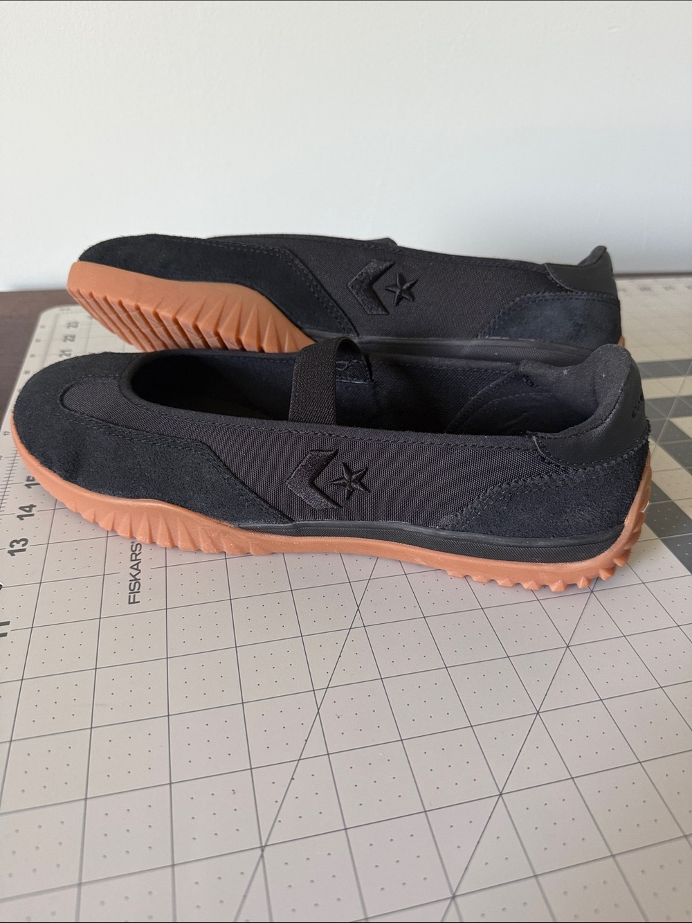 Converse Black Slip-On Sneakers with Brown Gum Sole